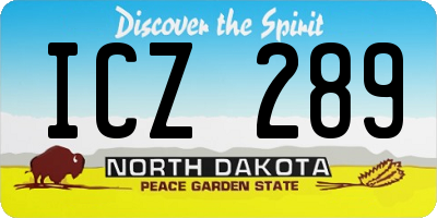 ND license plate ICZ289