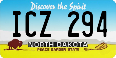 ND license plate ICZ294