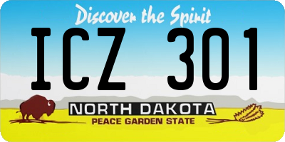 ND license plate ICZ301