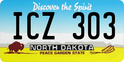 ND license plate ICZ303