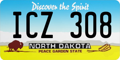 ND license plate ICZ308