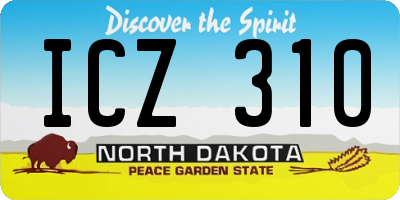 ND license plate ICZ310