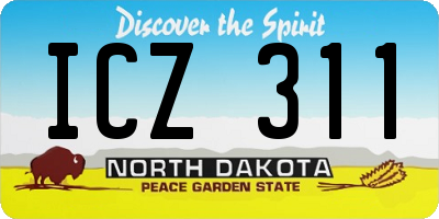 ND license plate ICZ311