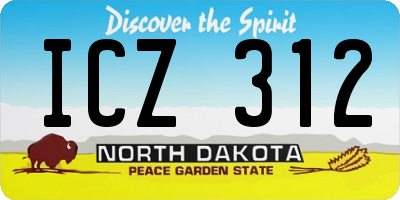 ND license plate ICZ312