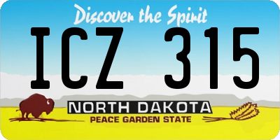 ND license plate ICZ315