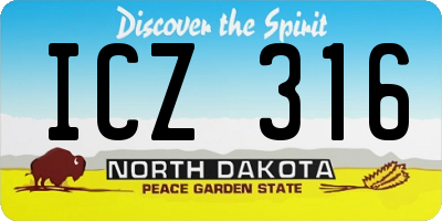 ND license plate ICZ316