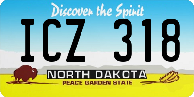 ND license plate ICZ318