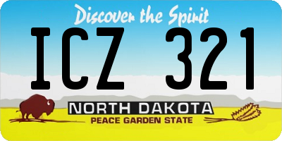 ND license plate ICZ321