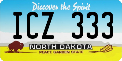 ND license plate ICZ333