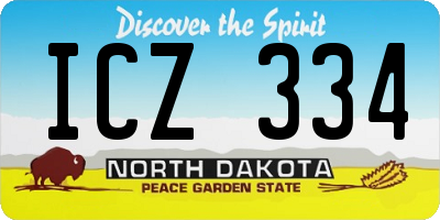 ND license plate ICZ334