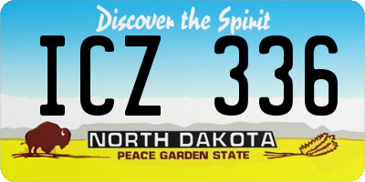 ND license plate ICZ336