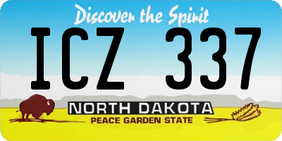ND license plate ICZ337