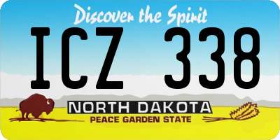 ND license plate ICZ338