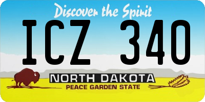 ND license plate ICZ340