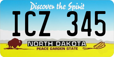 ND license plate ICZ345