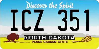 ND license plate ICZ351
