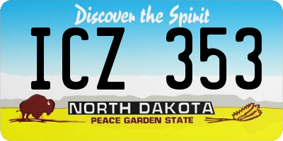 ND license plate ICZ353