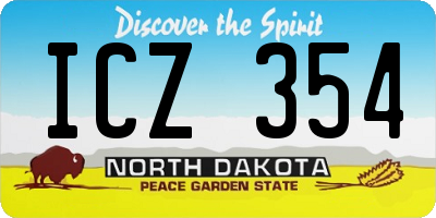 ND license plate ICZ354