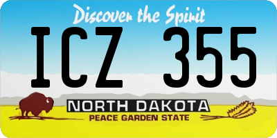 ND license plate ICZ355