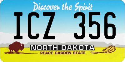 ND license plate ICZ356