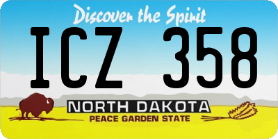 ND license plate ICZ358
