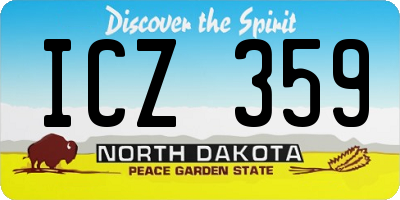 ND license plate ICZ359