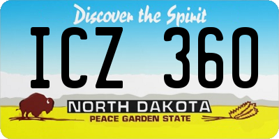 ND license plate ICZ360