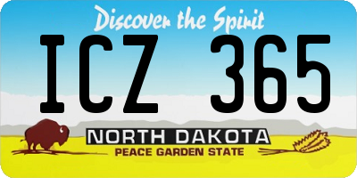 ND license plate ICZ365