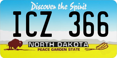 ND license plate ICZ366
