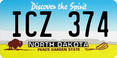 ND license plate ICZ374
