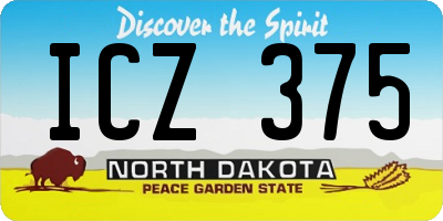 ND license plate ICZ375