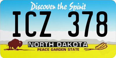 ND license plate ICZ378