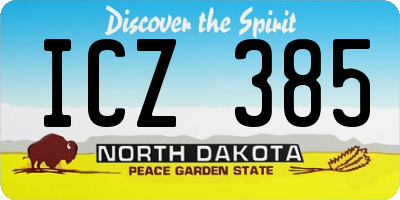 ND license plate ICZ385