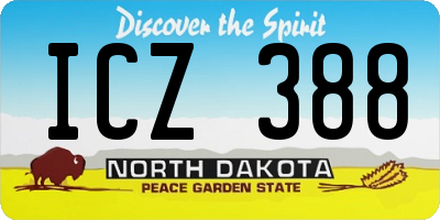 ND license plate ICZ388