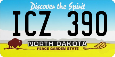ND license plate ICZ390