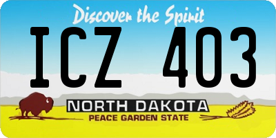 ND license plate ICZ403