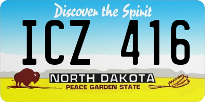 ND license plate ICZ416