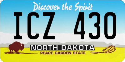 ND license plate ICZ430