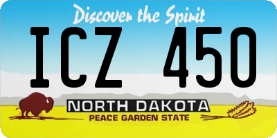 ND license plate ICZ450