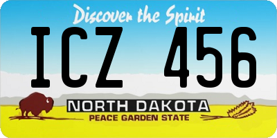 ND license plate ICZ456