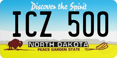 ND license plate ICZ500