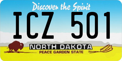 ND license plate ICZ501