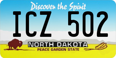 ND license plate ICZ502