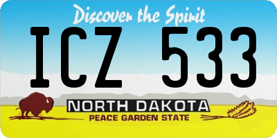 ND license plate ICZ533