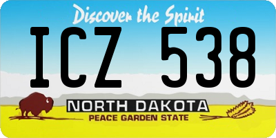 ND license plate ICZ538