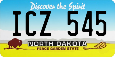 ND license plate ICZ545