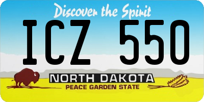 ND license plate ICZ550