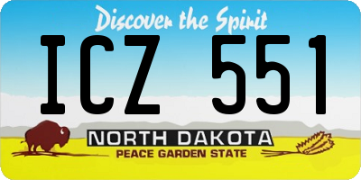 ND license plate ICZ551