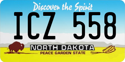 ND license plate ICZ558