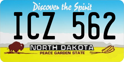 ND license plate ICZ562